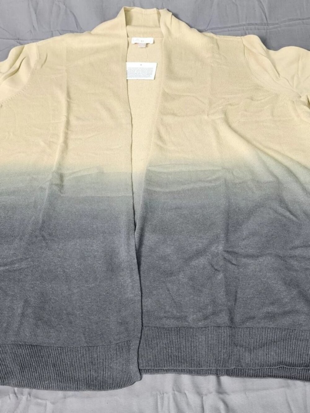Belle by Kim Gravel Women's 3X Cardigan Sweater Ombre Khaki Graphite Open Front